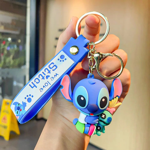 New Anime Disney Keychain Cartoon Mickey Mouse Minnie Lilo & Stitch